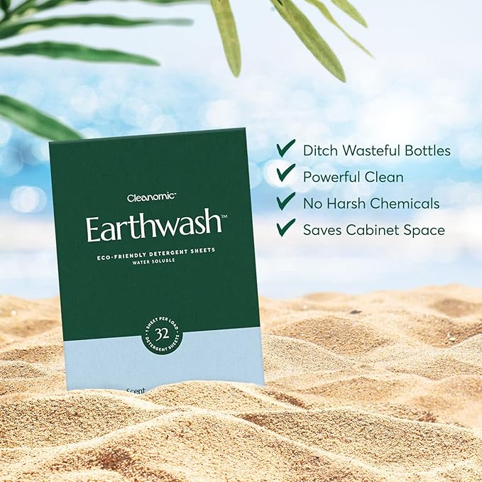 CLEANOMIC Laundry Detergent Sheets (Up To 192 Loads) 96 Ocean Breeze Sustainable Sanitizer Strips - Ideal for Travel & Home Liquidless Laundry by Cleanomic