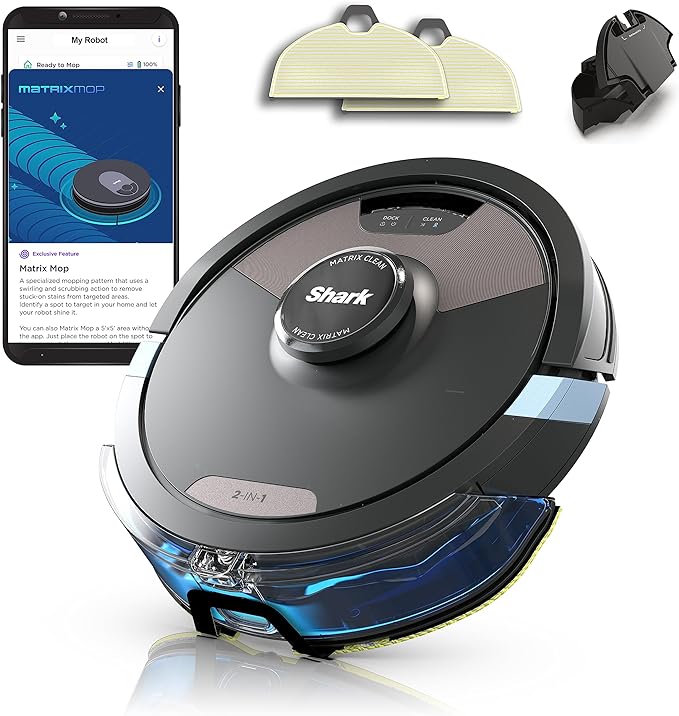 SHARK RV2620WD AI Ultra Robot Vacuum and Mop with Matrix Clean Navigation, CleanEdge Technology, Perfect for Pet Hair, Carpets, Hard Floors, Compatible with Alexa, Black/Mocha