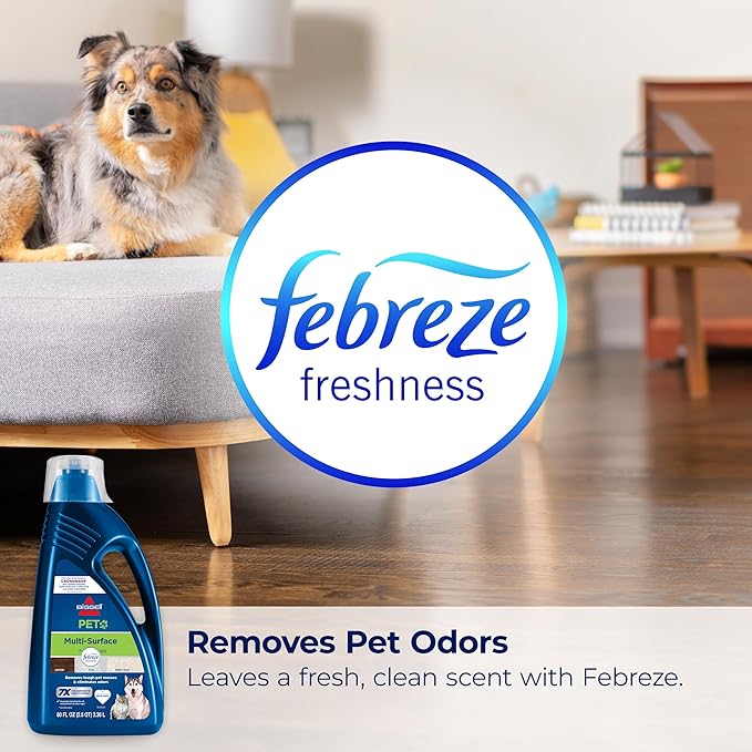 Bissell Multi-Surface Pet Solution with Febreze freshness, For Use in CrossWave and Other Leading Hard Surface and Area Rug Cleaners, 80oz, Dissolves Dirt, grime, and Tough Sticky Messes