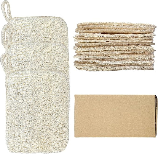 Natural Loofah Dish Sponge - 100% Biodegradable Kitchen Scrubber, Eco-Friendly Loofah Sponges for Dishes, Compostable Plant-Based Cleaning Pads, 15-Pack
