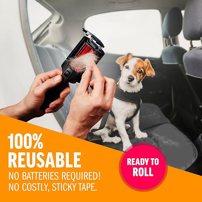 ChomChom Roller for Pet Hair - Reusable Lint Roller Pet Hair Removal Tool for Clothes, Couches, Cars and Travel - Cat Dog Hair Remover, Compact, No Sticky Refills Needed (Mini Roller)