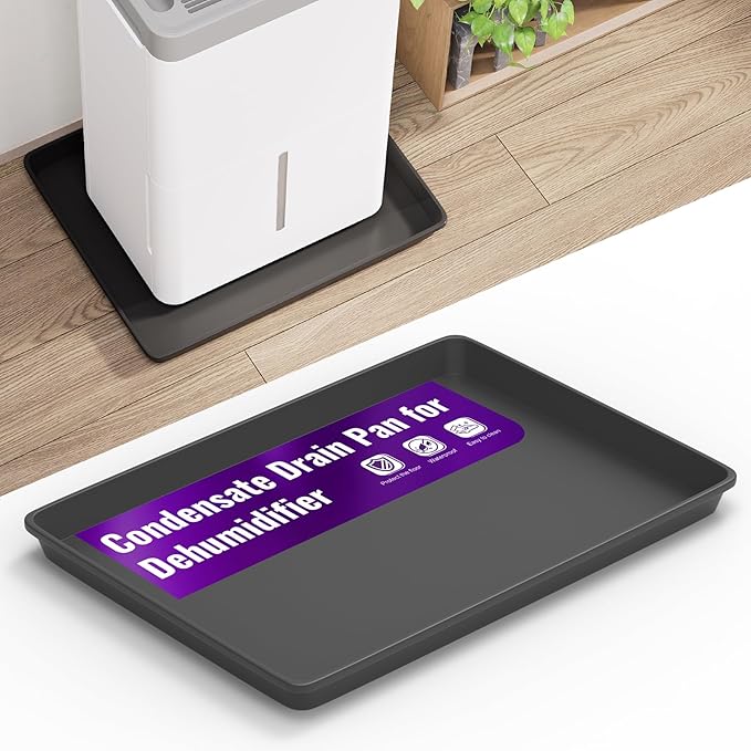 Mxclimate Drain Pan for Dehumidifier,Condensate Water Plastic Drip Tray 13 x 9 in Prevent Water Leakage,Floor Protection,Easy to Move Around
