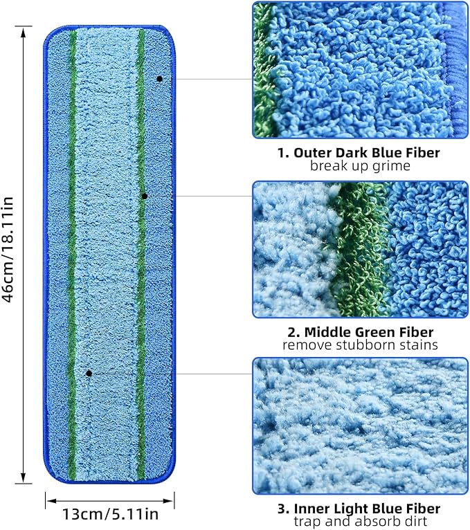 3 Pack Deep Clean Pads for Bona Family of Mops, Washable & Reusable Microfiber Cleaning Pad for Hardwood and Multi-Surface