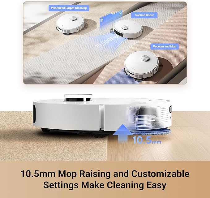 DREAME L10s Ultra Gen 2 Robot Vacuum and Mop, 10,000Pa Suction, MopExtend Tech, All-in-One Base Station, 75 Days Auto-Empty, Mop Self-Washing&Drying, Smart Obstacle Avoidance, Carpet Cleaning