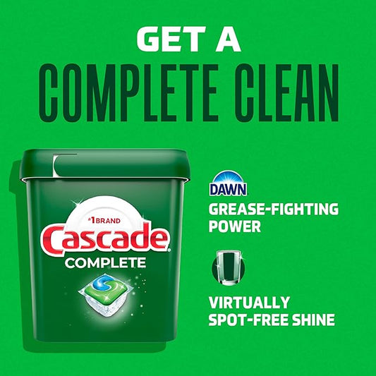 Cascade Complete Dishwasher Pods, Dishwasher Detergent, Dish Detergent Soap, Lemon, 55 Count