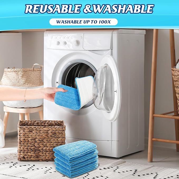 100 Pack Microfiber Mop Pads Machine Washable Cleaning Flat Mop Head Replacement Reusable Household Pads for Hardwood and Hard Surface Floor Cleaning and Scrubbing