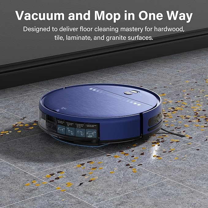 Robot Vacuum and Mop Combo, 2 in 1 Robotic Vacuum Cleaner for Pet Hair, Low Profile Automatic Vacuum Cleaner for Hard Floor and Carpet with App/Voice/Remote Control, Anti-Fall/Anti-Bump, Auto Recharge