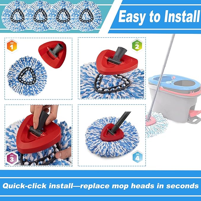 14 Pack Spin Mop Replacement Heads, Only Fit for RinseClean 2-Tank System, 100% Microfiber Spin Mop Refill Head,Spinning Mop Head Replacement for Floor Cleaning