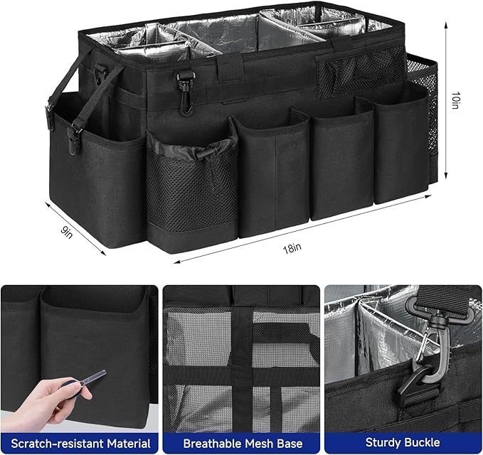 Cleaning Caddy Bag, Extra Large Cleaning Supplies Organizer for Housekeepers, Housekeeping Caddy with Handle and Detachable Padded Cushion, Black