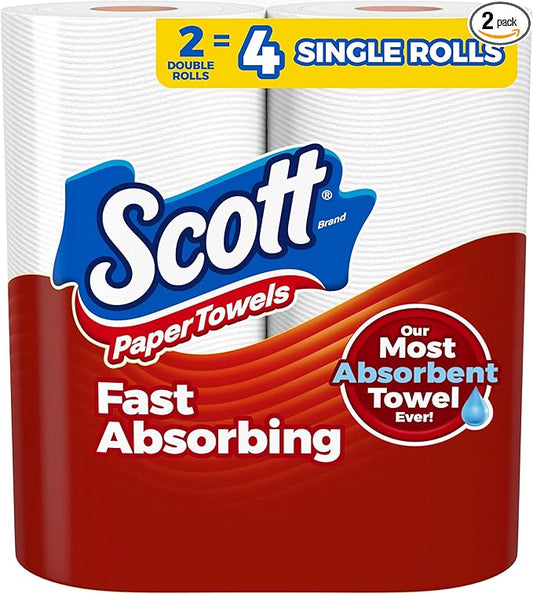 Scott Paper Towels, Choose-A-Sheet, 2 Double Rolls = 4 Regular Rolls (100 Sheets Per Roll)