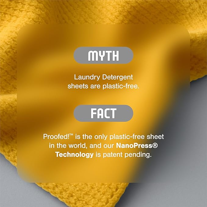 Proofed! Laundry Detergent Sheets, 32 Count, Clean Scent, The Only 100% Plastic-Free Sheet, No PVA or PVOH, Hypoallergenic, Bio-Based Ingredients, Made in USA, 1 Box