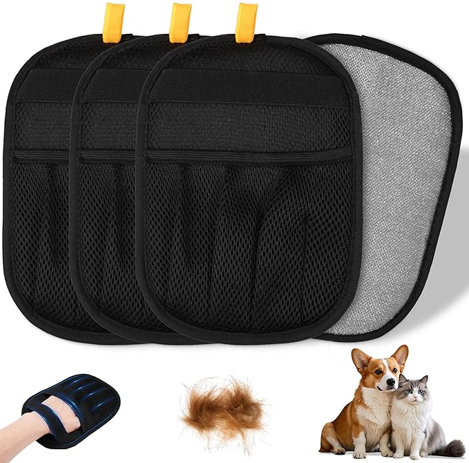 4PCS Pet Hair Removal Glove for Cats & Dogs,Upgraded Five-Finger Electrostatic Pet Hair Remover Glove, Reusable Magic Brush Pet Hair Removal Tool for Laundry, Couch, Carpet & Car Seat