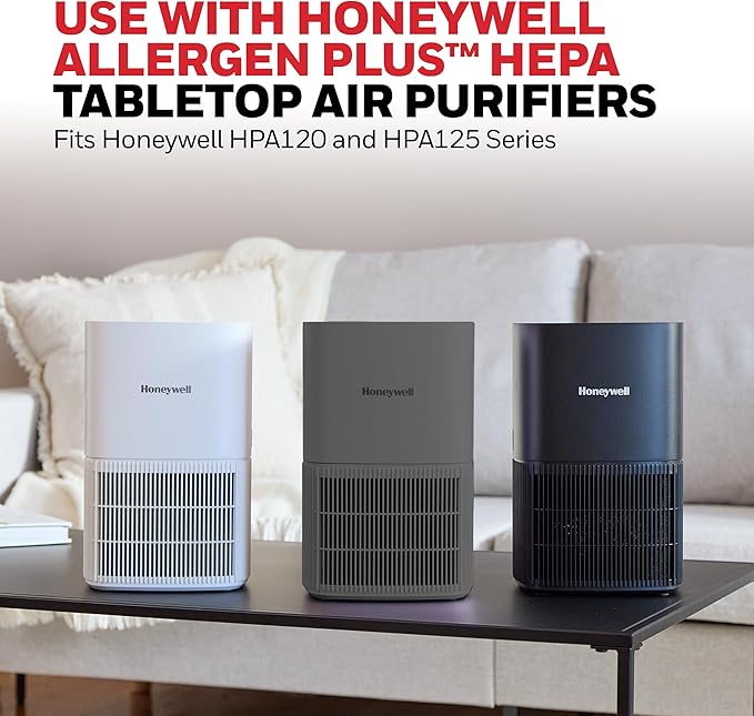 Honeywell Genuine “O” HEPA Air Purifier Filter Replacement for Honeywell Allergen Plus Tabletop Air Purifiers HPA120 & HPA125, 3-in-1 with Pre-Filter, HEPA & Carbon–Captures up to 99.97% of Allergens