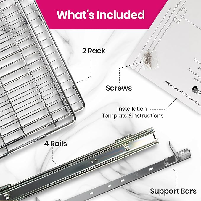 HOLDN’ STORAGE Two Tier Pull Out Cabinet Organizer, Individual Sliding Drawers - Heavy Duty Metal with Lifetime Limited Warranty - Anti Rust Chrome Finish - 20" W x 21”D x 16.5" H