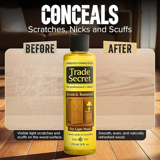 Trade Secret Light Wood Scratch Concealer, Scratch Remover for Real Wood Furniture & Floors – Covers Nicks, Scuffs & Dogs, Cats Scratches, Marks, Minor Defects