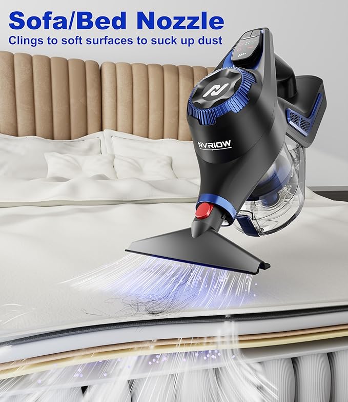 Cordless Vacuum Cleaner for Home, 45Kpa Stick Vacuum, Max 80mins Runtime, 1.5L Dust Cup, Rechargeable Lightweight Handheld Vacuum for Carpet/Hardwood Floor/Pet Hair/Car (Navy Blue)