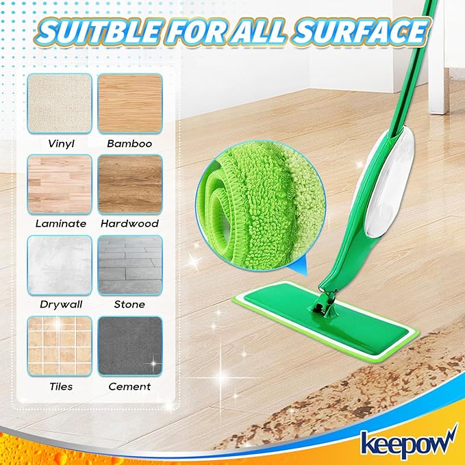 6 Pack Upgraded Spray Mop Refills for Libman Freedom Spray Mop, Washable Microfiber Spray Mop Replacement Head, 6 Count Reusable Mop Pads