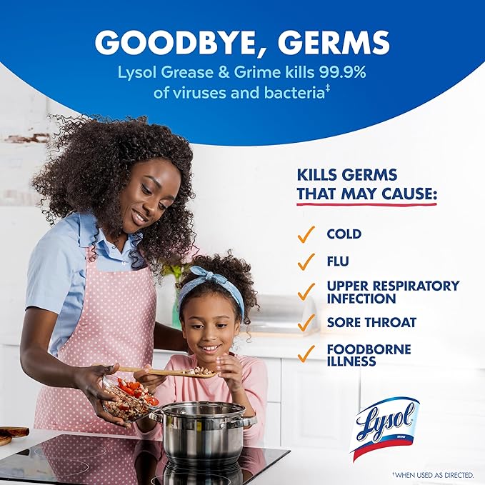 Lysol Pro Kitchen Spray Cleaner and Degreaser, Antibacterial All Purpose Cleaning Spray for Kitchens, Countertops, Ovens, and Appliances, Citrus Scent, 22oz (Pack of 2)