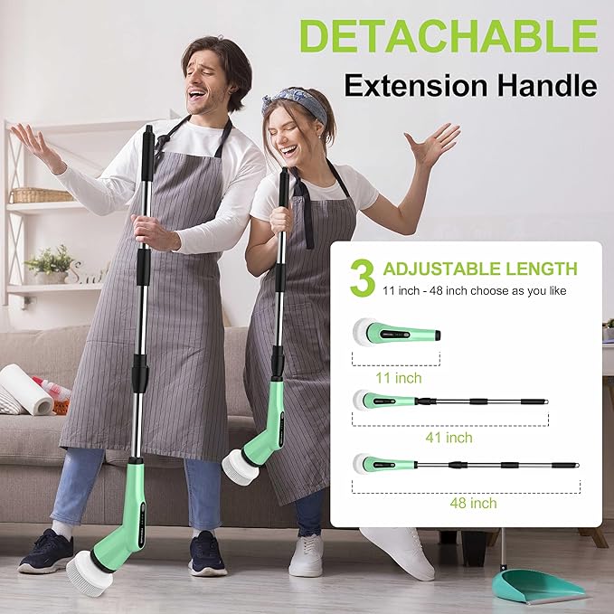 G2-Electric Spin Scrubber - IPX7 Waterproof 10-in-1 Shower Cleaner Brush, Retractable Handle & 2-Speed for Bathroom, Bathtub, Kitchen, Tile Floors