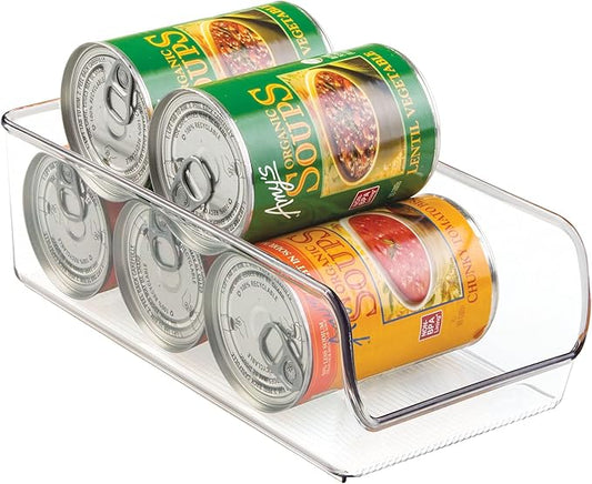 iDesign Linus Plastic Canned Food and Soda Can Organizer with Lid for Refrigerator, Freezer and Pantry, BPA-Free, 5.25" x 11" x 3.5", Clear,0 liters