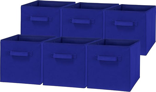 Simple Houseware Foldable Cube Storage Bins, 11-Inch Dark Blue, 6-Pack Fabric Cubes Organizer for Closet or Shelves