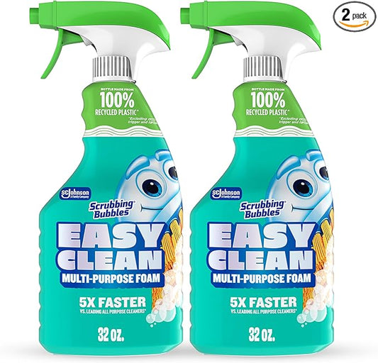 Scrubbing Bubbles Easy Clean Foaming Multipurpose Bathroom Cleaner Spray, Bottle Made from 100% Recyled Plastic, 32 Ounce Spray (Pack of 2)