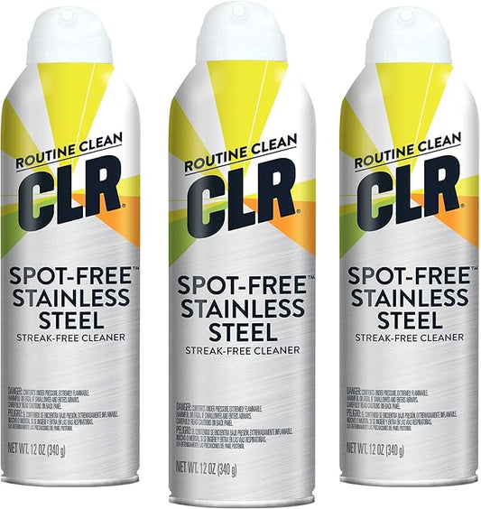 CLR Spot Free Stainless Steel Cleaner - Removes Water Marks, Fingerprints and Residue from Refrigerators, Dishwashers, Ovens and More, Streak Free Shine - 12 Ounce Spray Can (12 oz Spray (Pack of 3))