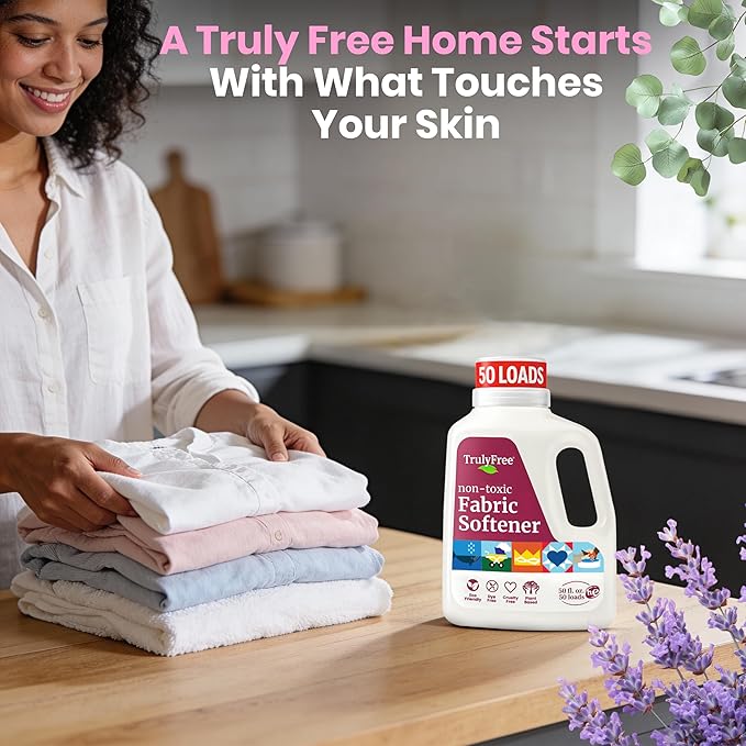 Truly Free Natural Fabric Softener | Plant-Based | Non-Toxic for Babies & Kids Sensitive Skin | Unscented Eco-Friendly Fabric Softener Conditioner | Safe, Gentle & Chemical-Free