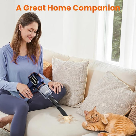 Portable Car Vacuum Cordless Mini Handheld Vacuums Cleaner Rechargeable with LCD Display and Multi-Nozzles, High Power Hand held Cleaners for Car, Home, Office, Sofa, Pet Hair,Keyboard