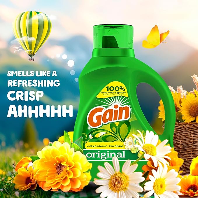 Gain + Aroma Boost Liquid Laundry Detergent, Original Scent, 61 Loads, 88 fl oz, HE Compatible