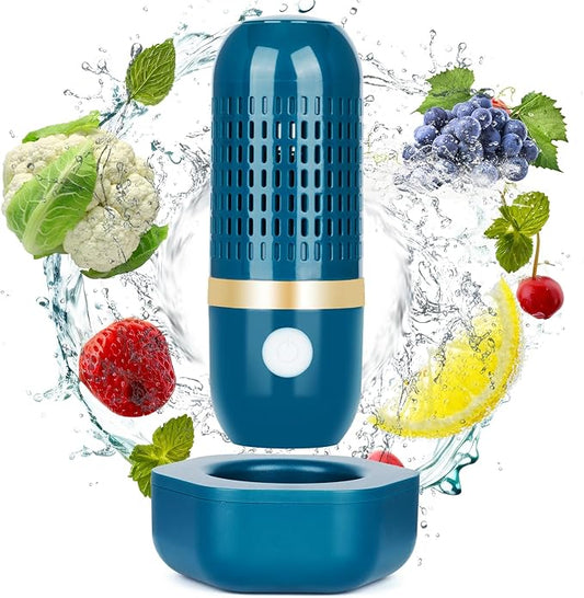 Cudinham Fruit and Vegetable Purifier Cleaner Washing Machine Upgraded Capsule Shape Disinfection OH-ion Purification Technology for Cleaning Grains Rice Meat Seafood, Forest Green