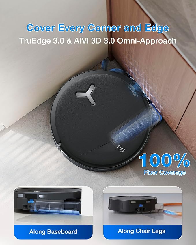 ECOVACS DEEBOT T80S Omni Robot Vacuum and Mop, 24,800Pa Suction, Instant Self-Cleaning OZMO Roller Mop, Auto-Lift Mop for Carpet & Spill Protection, AI Navigation, ZeroTangle 3.0 for Pets Family