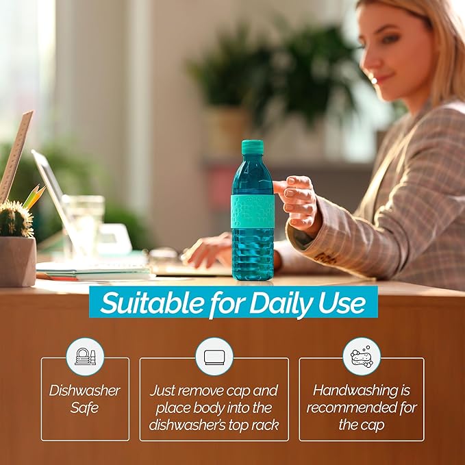 Copco Hydra 16.9oz Water Bottle, Set of 2 - Non-Slip Sleeve & BPA-Free Tritan Plastic - Dishwasher Safe, Reusable Plastic To Go Bottle - Leak-Proof, Spill-Proof, Portable Water Bottle (Aqua & Mint)