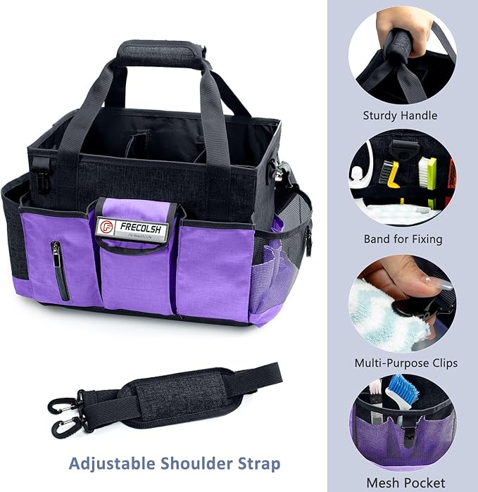 Large Cleaning Caddy for Cleaning Suppliers Organizer,15" Storage Organizer for House Clean Essential, Wearable Cleaing Bag, Storage Caddy for Housekeeping