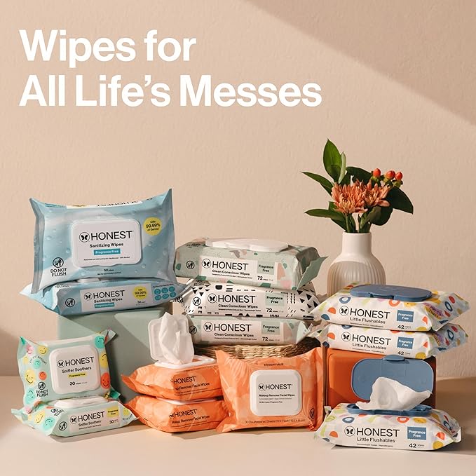 The Honest Company Hypoallergenic Multi-Use Baby Wipes for Sensitive Skin Baby Pattern Play 576 Count