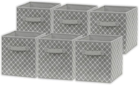 Simple Houseware 11-Inch Foldable Cube Storage Organizer Bin, Geometric Grey, 6 Pack