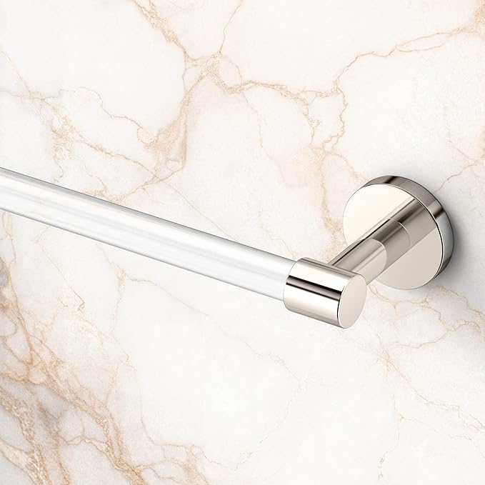 Gatco Clarion 18" L Towel Bar, Crystal-Clear Acrylic Polished Nickel