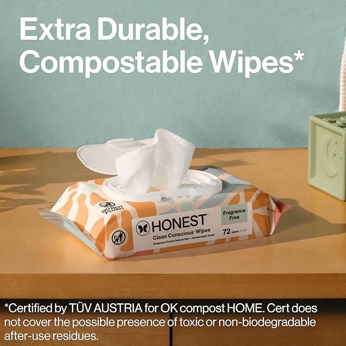The Honest Company Hypoallergenic Multi-Use Baby Wipes for Sensitive Skin, Sunburst, 864 Count