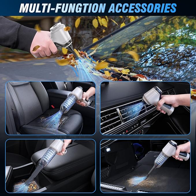 Car Vacuum Cleaner, 15000Pa Handheld Cordless Rechargeable Wet & Dry Vacuum, 120W High Power for Car, Pet, Home, Office Cleaning, Washable HEPA Filter, Multi-Nozzles