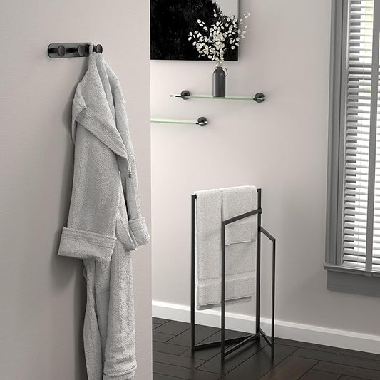 Gatco 4634MX Glam Double Towel Bar, Matte Black, 24 Inch, Double Bar