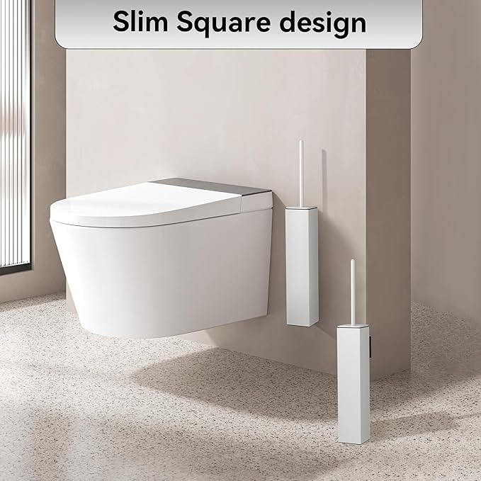 White Toilet Brush with Holder,Durable Cleaning Toilet Bowl Brushes with Holders