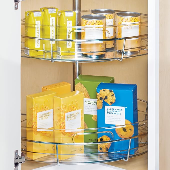 iDesign Clear Plastic 1/4 Wedge Bin for Corner Lazy Susan Cabinet, Kitchen Cabinet Organizer, 4-Pack