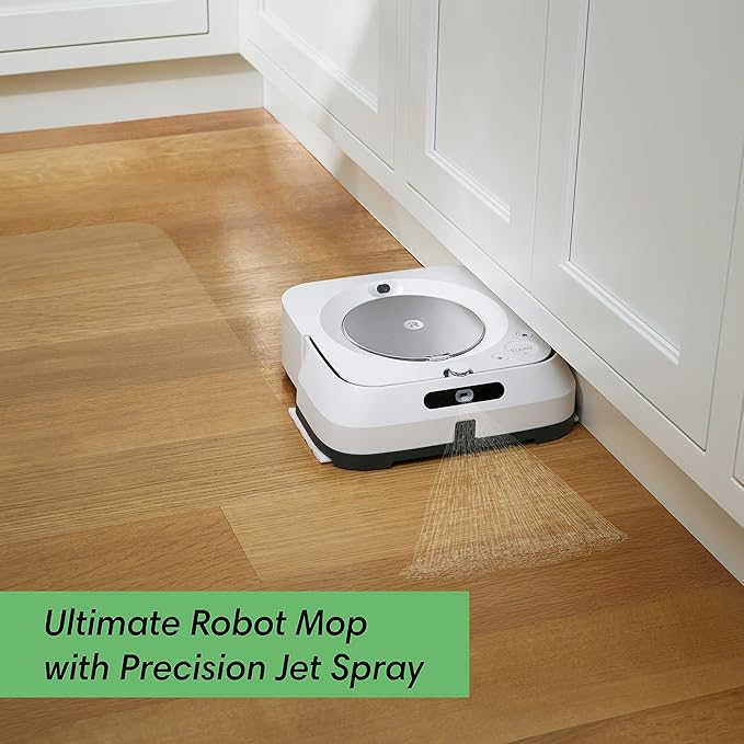 iRobot Braava Jet M6 (6110) Ultimate Robot Mop- Wi-Fi Connected, Precision Jet Spray, Smart Mapping, Works with Alexa, Ideal for Multiple Rooms, Recharges and Resumes, White