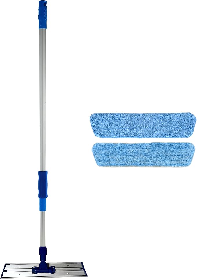 Real Clean 16 inch Commercial Professional Microfiber Mop Kit with Two Microfiber Mop Pads for All Surfaces