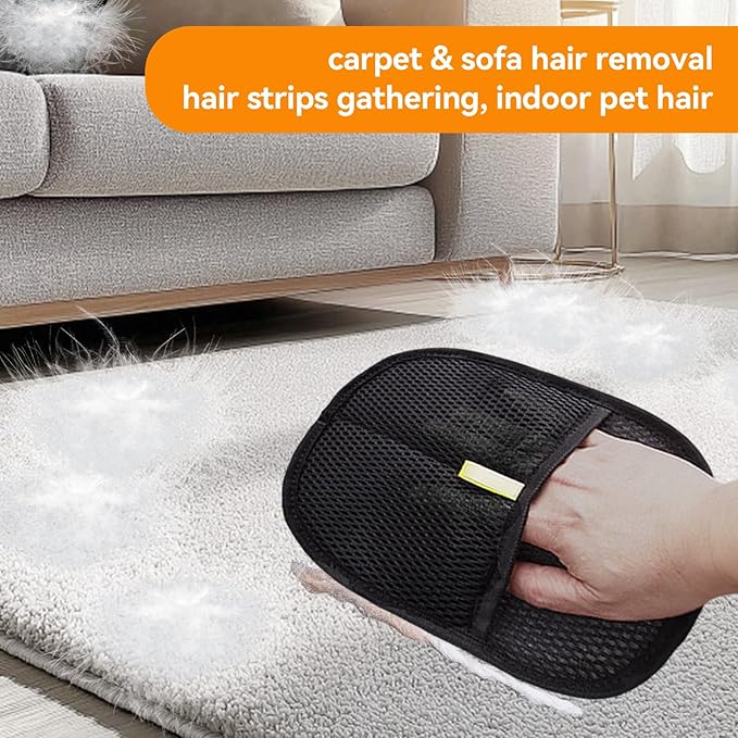 Pet Hair Remover Gloves: Static Design, 9.4"×7.1" Reusable Lint Remover for Furniture, Clothing, Car Seats – Grooming Tool for Cats & Dogs, 2PCS