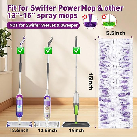 Funtin Power Mop Pads for Swiffer PowerMop, Unscented Disposable Mop Refills, Thickened Multi-Surface Replacement Mopping Pad, Dry & Wet Use for Floor Cleaning (40 Packs)