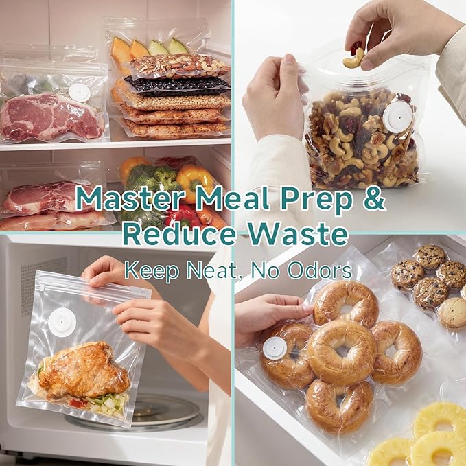 Reusable Vacuum Sealer Bags for Food – 30 BPA-Free Small (8.66in × 8.26in) Food Storage Bags, Freezer Microwave Safe, Odor-Resistant, Leak-Proof – Compatible with Handheld Vacuum Sealers | BPA Free Material