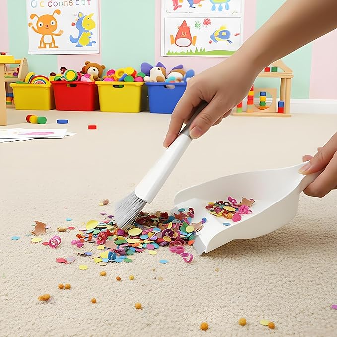 Small Dust Pan and Brush Broom - Dust Pan and Brush Set, Small Dustpan and Brush Set, Hand Broom and Dustpan Set is Daily Clean Tool for Family. （Gray 3 Set）