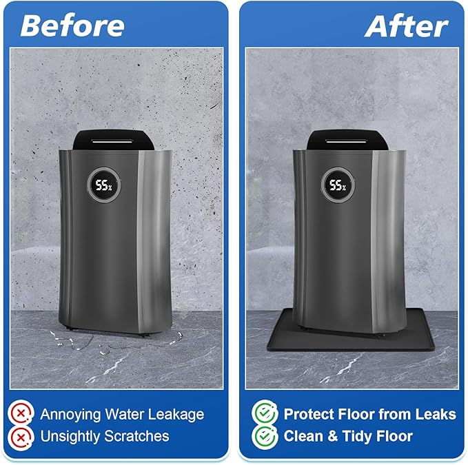Dehumidifier Drip Pan, 18''x15'' Humidifier Drip Pan, Prevent Water Leakage and Protect Floor & Carpet, Non-Slip & Leak-Proof Silicone Mat with Raised Edge, for Under Dehumidifier and Humidifier Mat