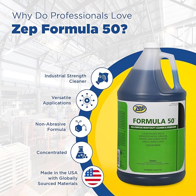 Zep Formula 50 Heavy-Duty Alkaline Cleaner 1 Gal (Case of 4) 85924